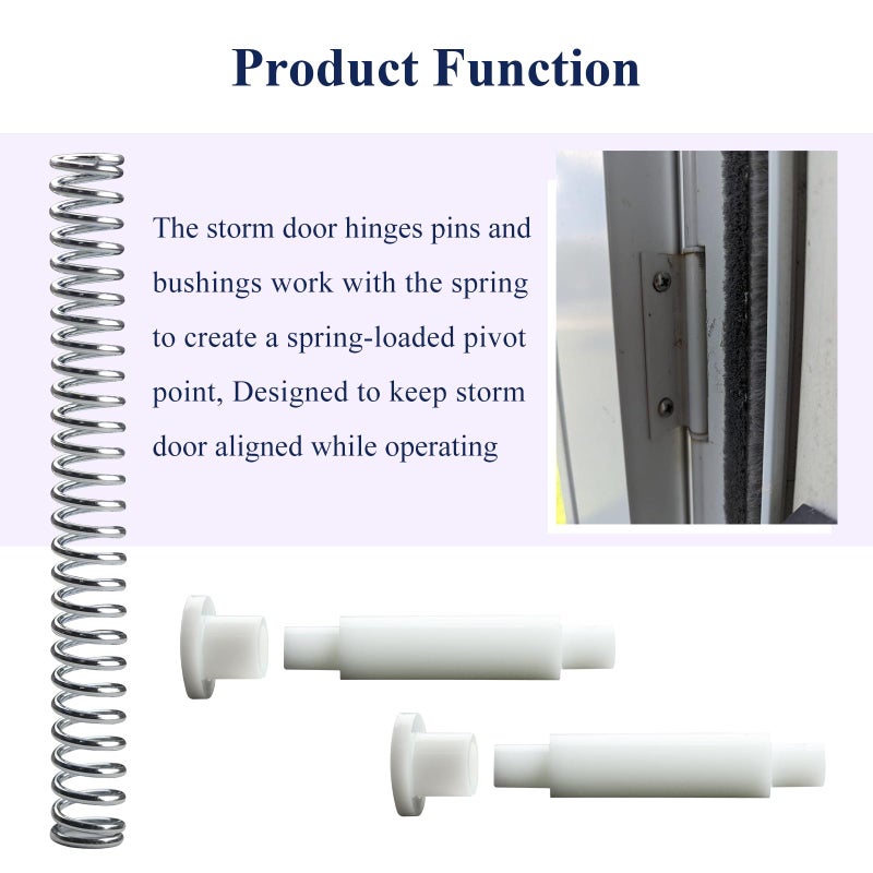 WFCYX 8 Sets K 5131 Steel and Nylon Storm Door Hinge Pin Kit, 16 Pcs Nylon Hinge Pins, 16 Pcs Bushing Caps, 8 Pcs Steel Springs, Screen & Storm Door Hing Pin Set Fit for Croft Storm Doors & Other Storm Door - Image 4